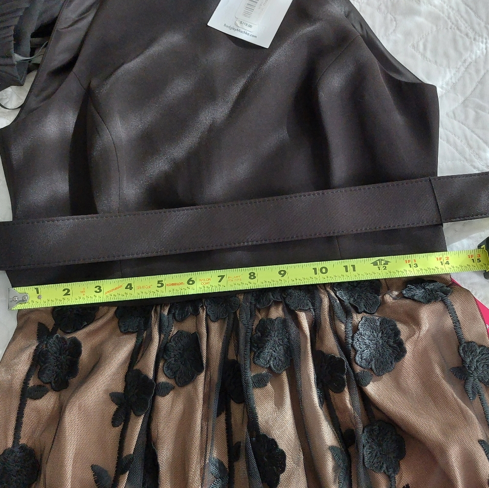 Belle Badgley Mischka (Wesley Dress) - NWT Black Formal Dress W/ Tan Lace Skirt - Picture 8 of 8